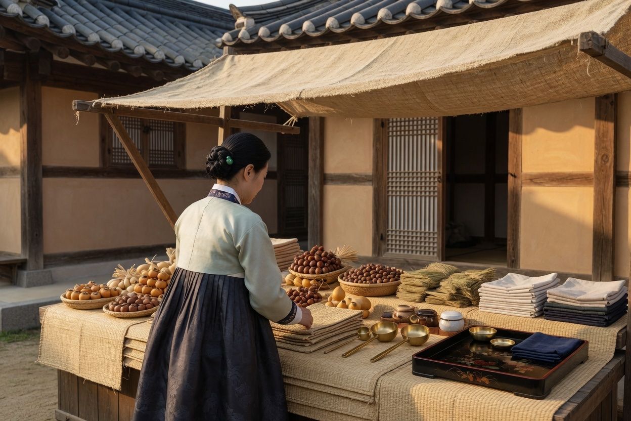 장이 서는 날의 좌판 — 값을 부르고 깎던 자리 · 본문 중간