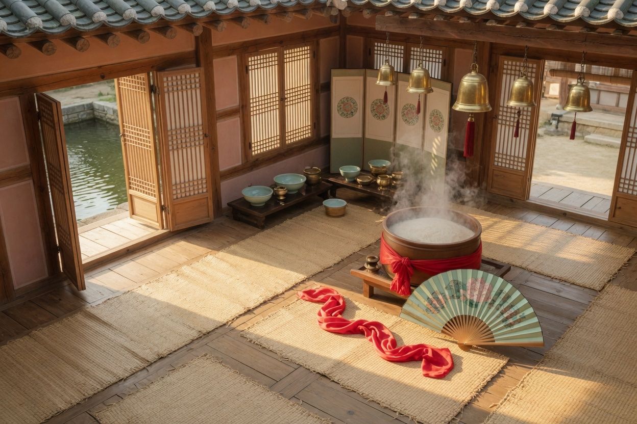 굿상이 차려지는 아침 — 무엇이 먼저 올라가는가 · 본문 말미