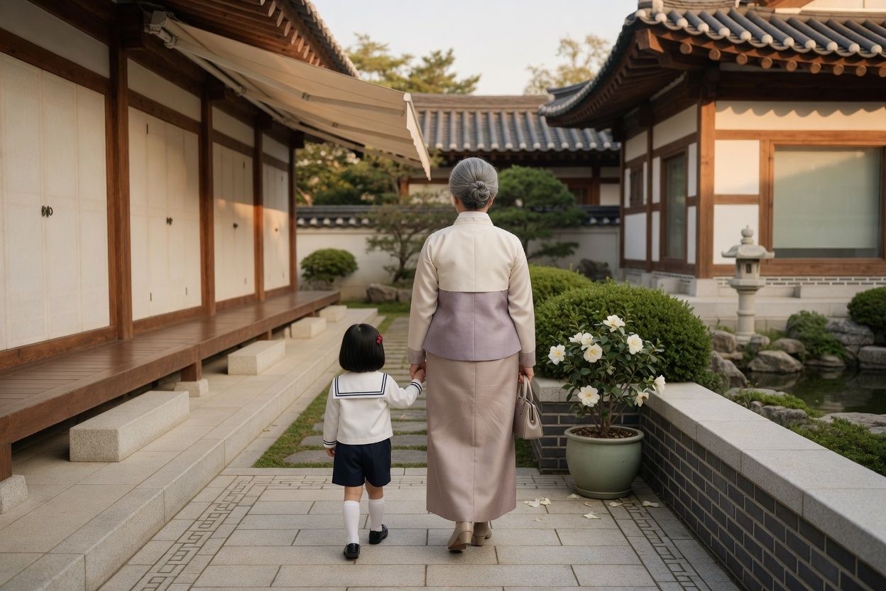 손주를 봐주시는 조부모 · 본문 중간