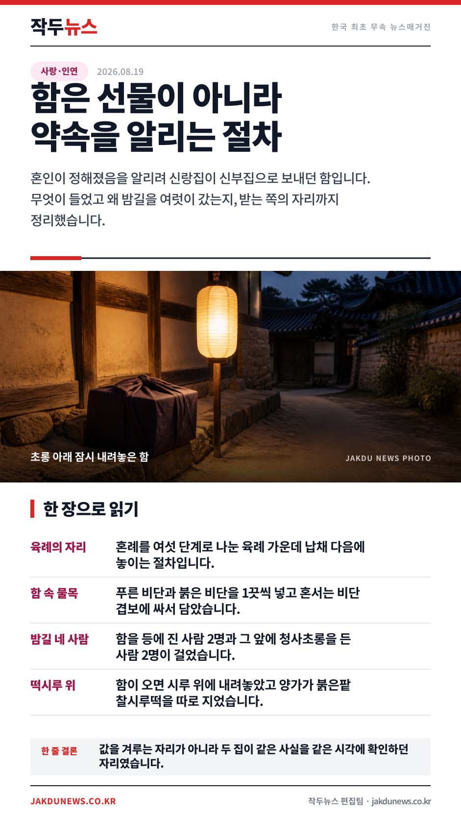 함을 지고 오던 밤 — 자주 나오는 질문 셋 · 한 장 요약 카드 · 2026-08-19